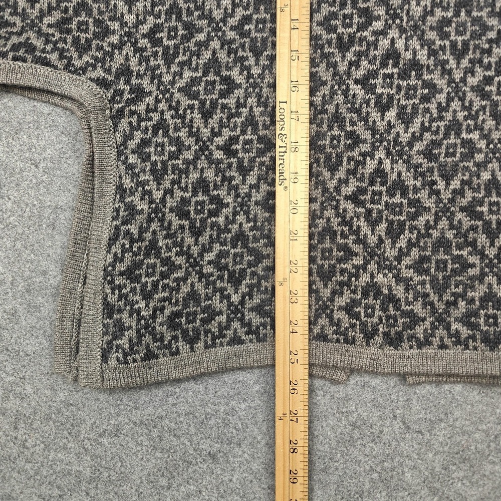 Alpaca Warehouse Poncho Womens Medium Gray Alpaca Knit Button Collared Geometric - Picture 11 of 15